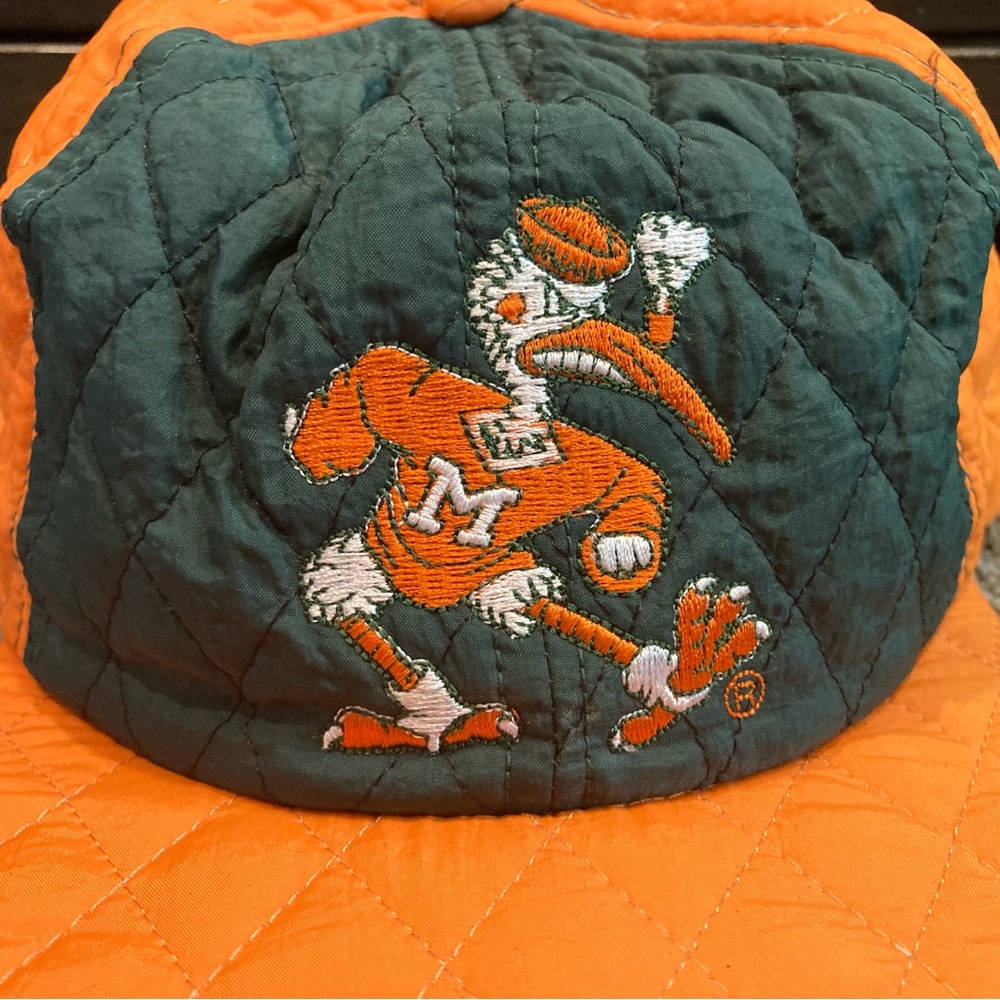 Vtg Miami Hurricanes Quilted Snapback Hat Cap Sebastian - Picture 2 of 8